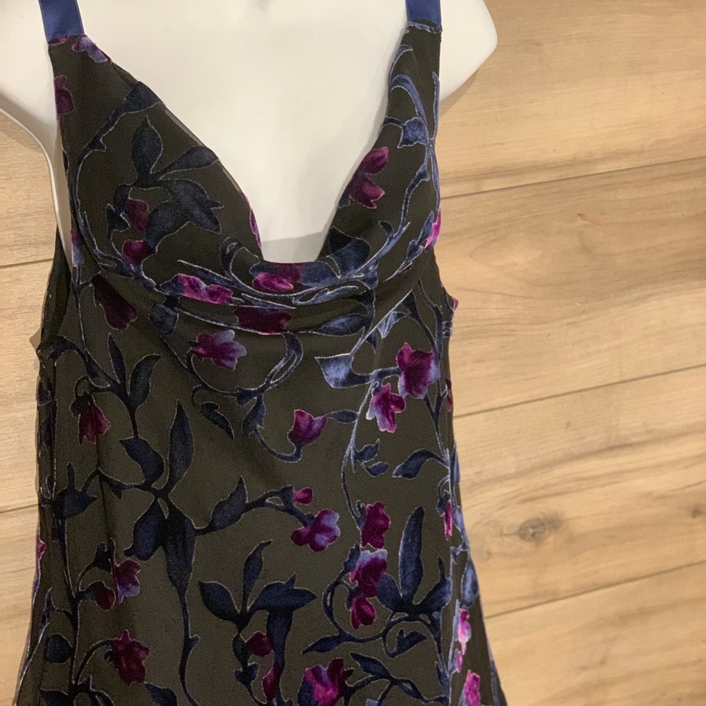 Y2K Floral Velvet burnout Slip Dress babydoll romantic goth Whemsigoth cowl neck
